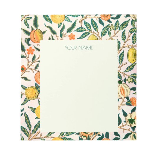 BLOC-NOTE NOTEPAD AVEC WILLIAM MORRIS YELLOW POMEGRANATES (Devant)