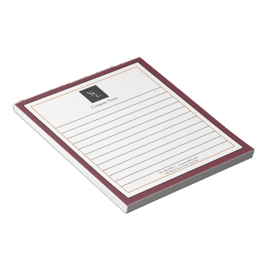 Bloc-note Notepad moderne Red White Gold avec logo d'entrepr (Incliné)