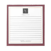 Bloc-note Notepad moderne Red White Gold avec logo d'entrepr (Devant)