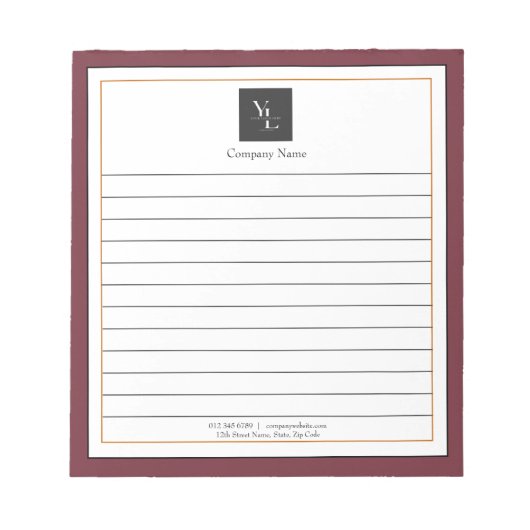 Bloc-note Notepad moderne Red White Gold avec logo d'entrepr (Devant)