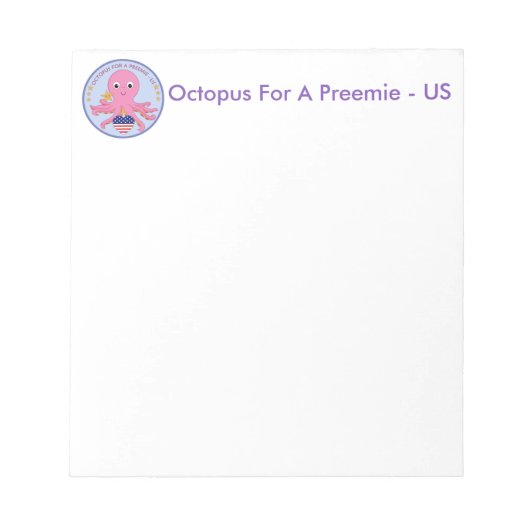 Bloc-note Notepad Octopus Pour Un Preemie US (Devant)