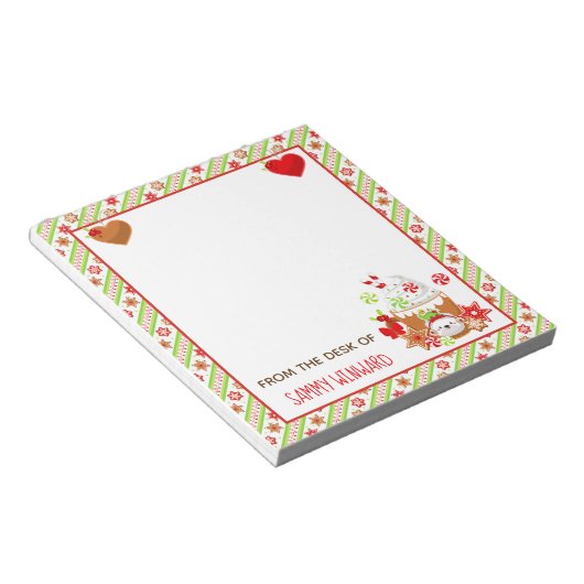Bloc-note Notepad vert cacao et biscuits Noël (Incliné)
