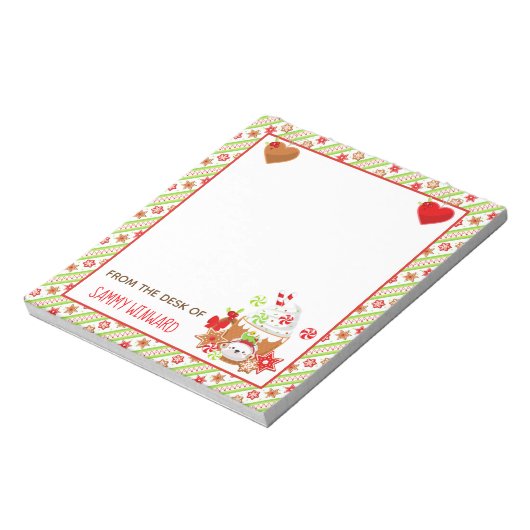 Bloc-note Notepad vert cacao et biscuits Noël (Tourné)