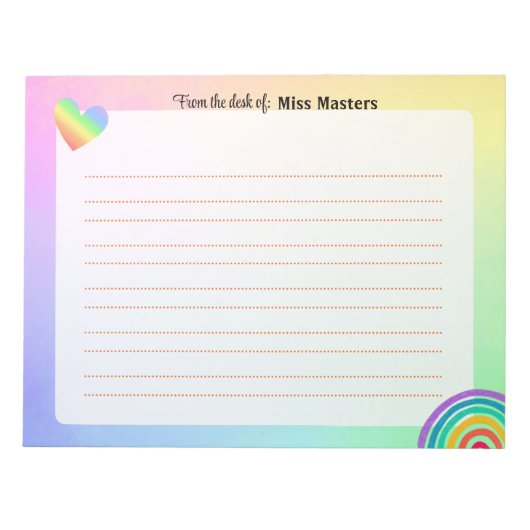 Bloc-note Notepads arc-en-ciel Boho personnalisé (Devant)