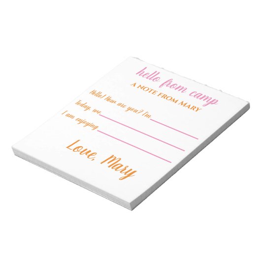 Bloc-note Notepads camp personnalisés pour filles (Tourné)