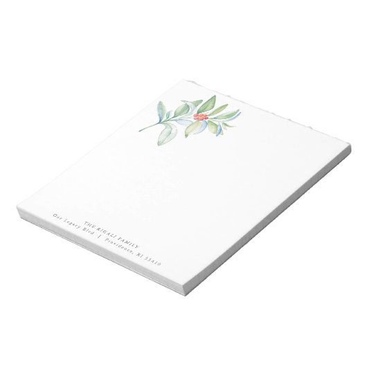 Bloc-note Notepads de Noël Aquarelle Rouge & Vert Botanique (Tourné)