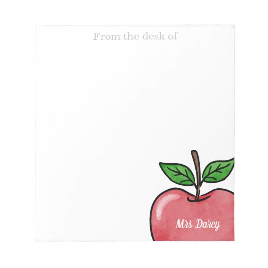 Bloc-note Notepads d'enseignant personnalisé Pomme rouge (Devant)