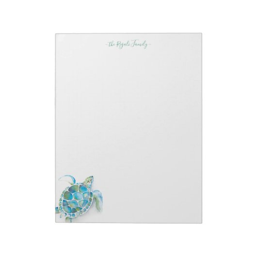 Bloc-note Notepads personnalisées Aquarelle Tortue de mer (Tourné)