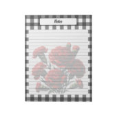 Bloc-note Notes à carreaux floraux noir et blanc (Tourné)
