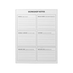 Bloc-note Notes d'atelier Organisation de menuiserie et de b