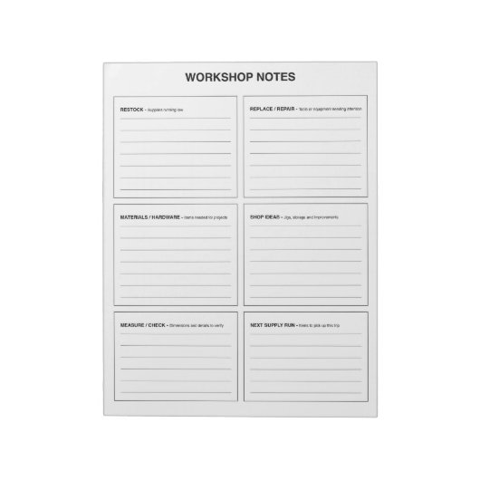 Bloc-note Notes d'atelier Organisation de menuiserie et de b (Tourné)