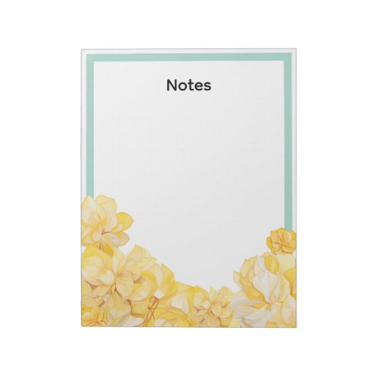 Bloc-note Notes de bordure de sauge verte florale jaune doux (Tourné)