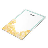 Bloc-note Notes de bordure de sauge verte florale jaune doux (Incliné)