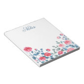 Bloc-note Notes de bordure florale rose élégante (Incliné)