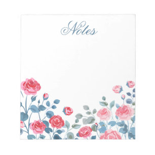 Bloc-note Notes de bordure florale rose élégante