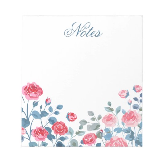 Bloc-note Notes de bordure florale rose élégante (Devant)