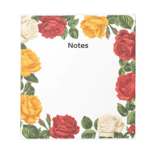 Bloc-note Notes de cadre de rose florale vintage