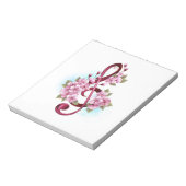 Bloc-note Notes de clé de sol musicales avec fleurs de Sakur (Tourné)