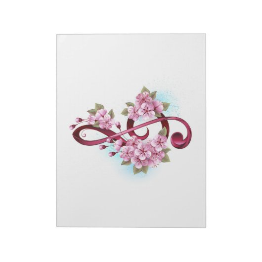 Bloc-note Notes de clef musicale en treble avec des fleurs S (Tourné)