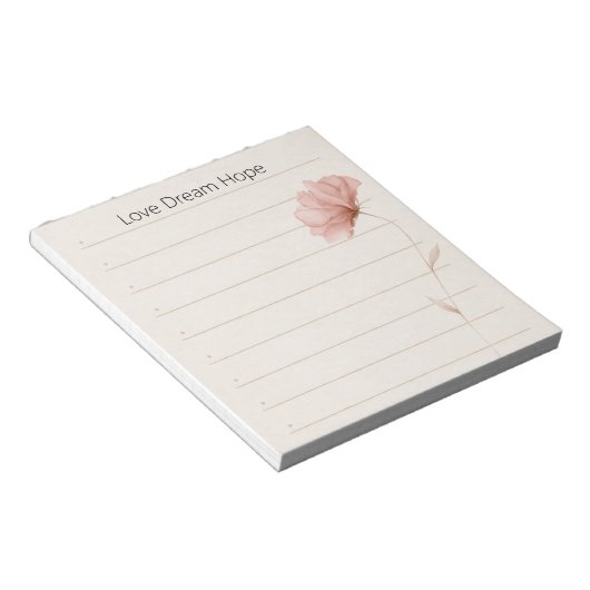 Bloc-note Notes de fleur rose d'amour de rêve (Incliné)