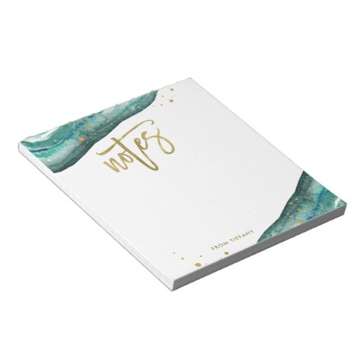 Bloc-note Notes de géographie Turquoise et or Aquarelle (Incliné)
