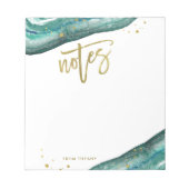 Bloc-note Notes de géographie Turquoise et or Aquarelle (Devant)