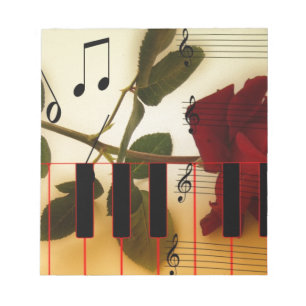 Bloc-note Notes de musique Clavier Red Rose Blossom Destiny