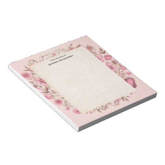 Bloc-note Notes de musique et Fleurs style rétro (Incliné)