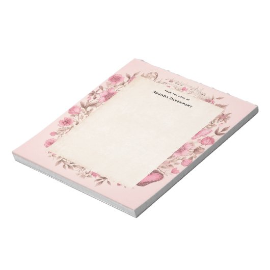 Bloc-note Notes de musique et Fleurs style rétro (Tourné)