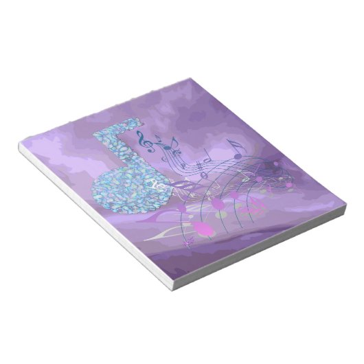 Bloc-note Notes de musique violette Abstrait 2 petites notes (Incliné)