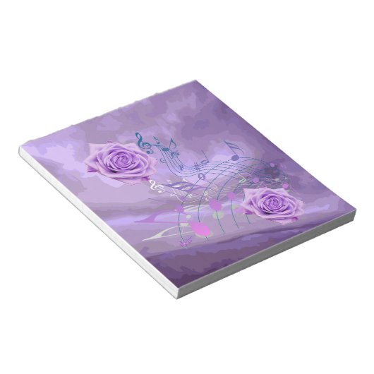 Bloc-note Notes de musique violette et Roses Abstrait petit (Incliné)