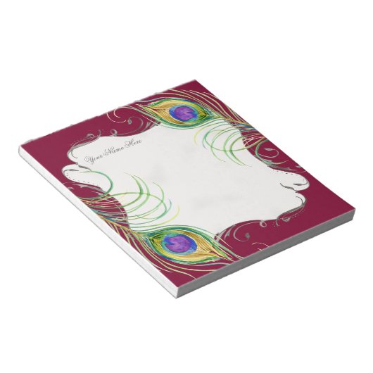 Bloc-note Notes de papier à lettres Mariage Peacock Feather (Incliné)