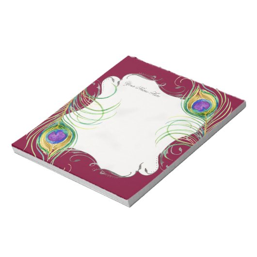 Bloc-note Notes de papier à lettres Mariage Peacock Feather (Tourné)