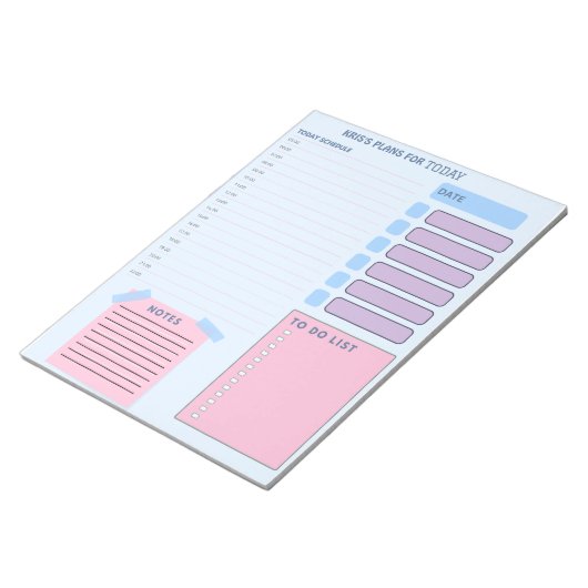 Bloc-note Notes de planification du planificateur quotidien  (Incliné)