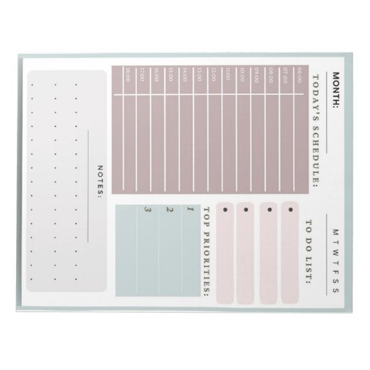 Bloc-note Notes de planification du planificateur quotidien (Devant)