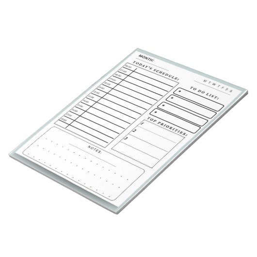 Bloc-note Notes de planification du planificateur quotidien (Incliné)