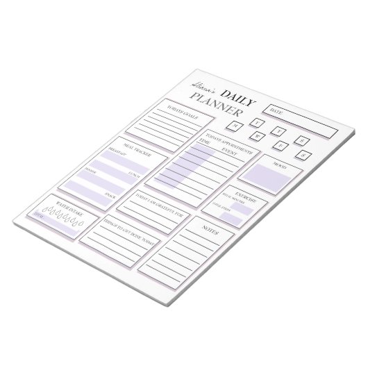 Bloc-note Notes de planification quotidienne pourpre et list (Incliné)