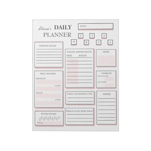 Bloc-note Notes de programme de planification roses du gesti (Tourné)