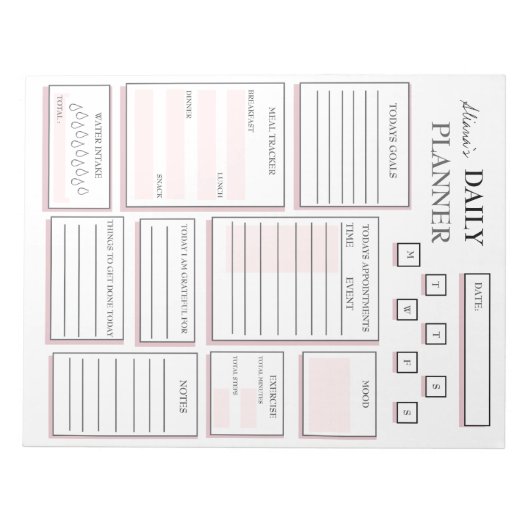 Bloc-note Notes de programme de planification roses du gesti (Devant)