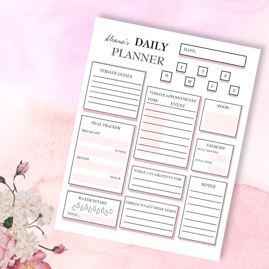 Bloc-note Notes de programme de planification roses du gesti