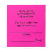 Bloc-note Notes de rappel de rendez-vous du médecin (rose vi (Devant)