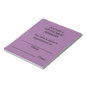 Bloc-note Notes de rappel de rendez-vous du médecin (violet) (Tourné)