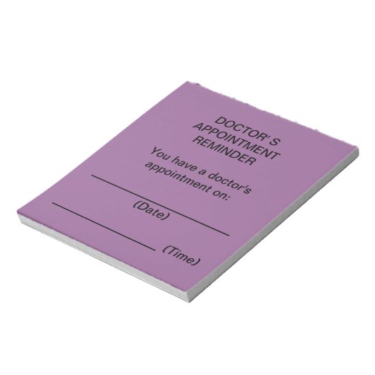 Bloc-note Notes de rappel de rendez-vous du médecin (violet) (Tourné)