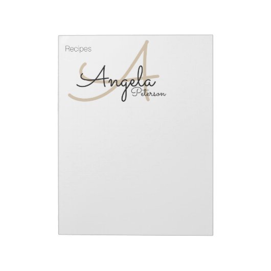 Bloc-note Notes de recettes du chef monogrammed (Tourné)