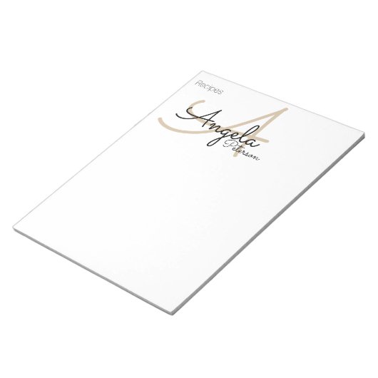 Bloc-note Notes de recettes du chef monogrammed (Incliné)