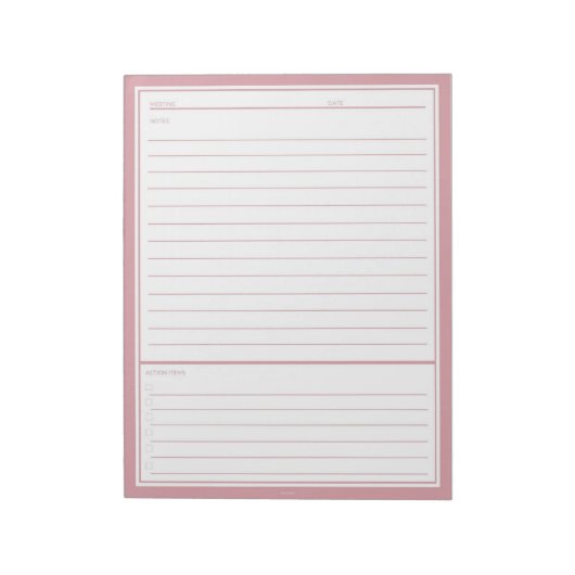 Bloc-note Notes de réunion Blush (Tourné)