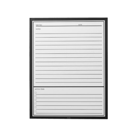 Bloc-note Notes de réunion noire (Tourné)