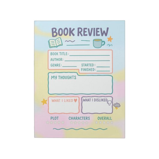 Bloc-note Notes de révision du livre Journal de lecture Livr (Tourné)