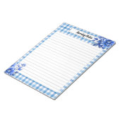 Bloc-note Notes de soins infirmiers à carreaux floraux bleus (Incliné)