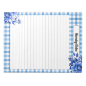 Bloc-note Notes de soins infirmiers à carreaux floraux bleus (Devant)